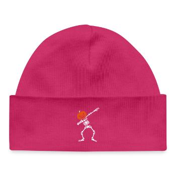 Dabbing skeleton dab pumpkin head Halloween - Baby Organic Beanie - hot pink - Front