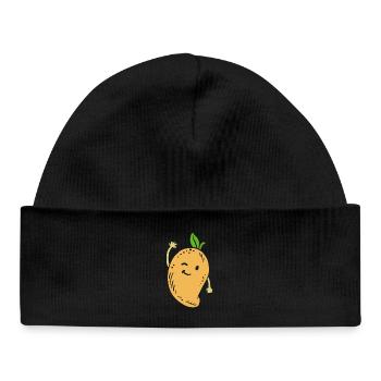Mango Obst Kawaii - Baby Organic Mütze - Schwarz - Vorne
