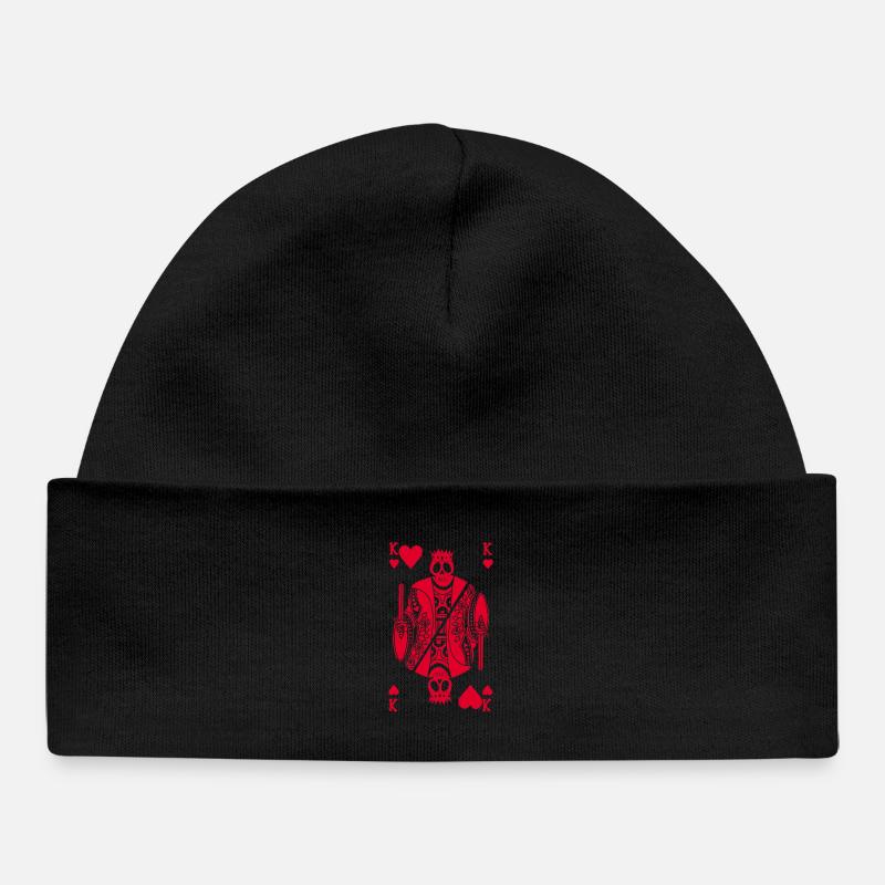 Squelette rouge du roi de coeur - Bonnet bébé bio - noir