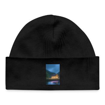 Charming lakeside cabin - Baby Organic Beanie - black - Front