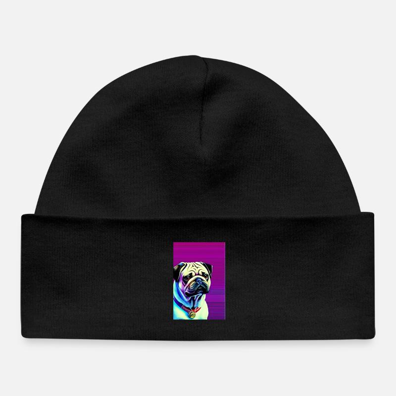 Chien carlin - Bonnet bébé bio - noir
