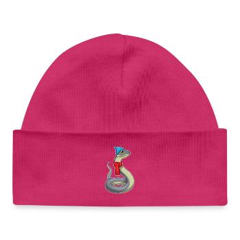 Snake Winter Scarf Hat - Baby Organic Beanie - hot pink - Front