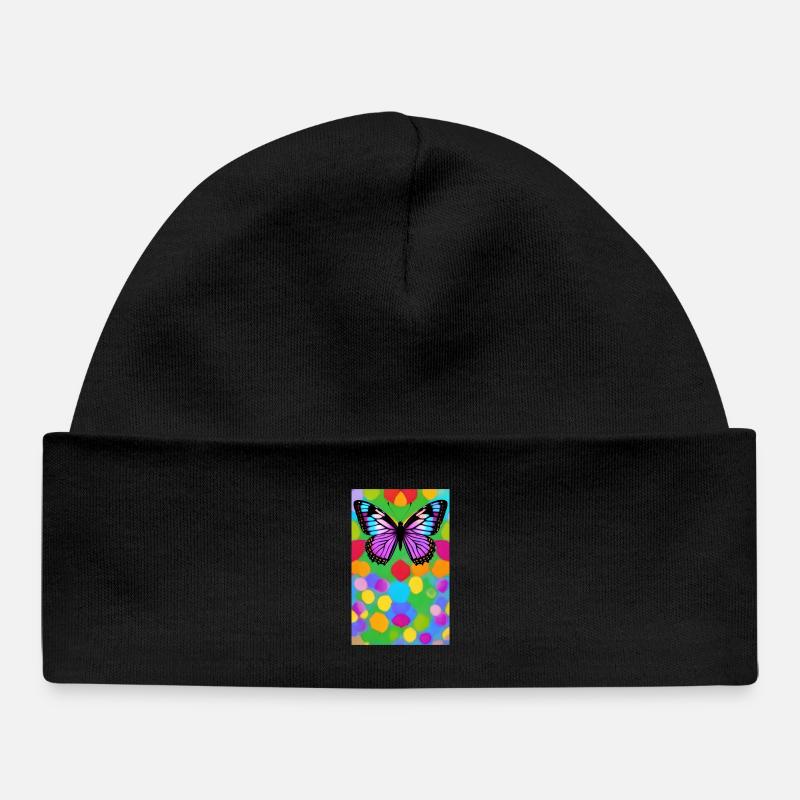 Papillon multicolor sublime - Bonnet bébé bio - noir
