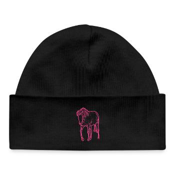Pferd rosa pink - Baby Organic Mütze - Schwarz - Vorne