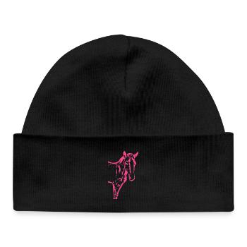 Cheval rose rose, poulain - Bonnet bébé bio - noir - Devant