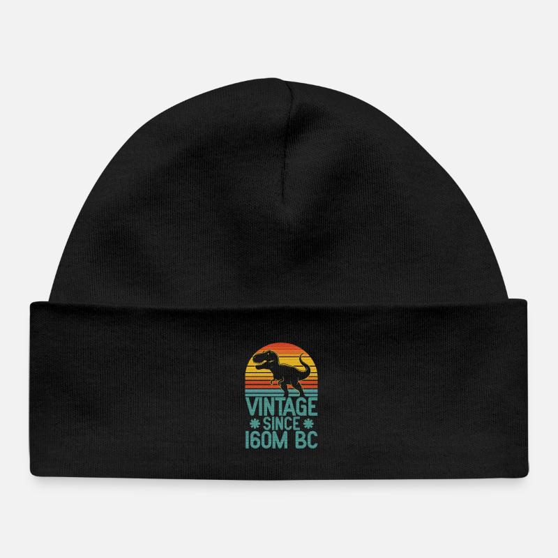 Dino T-Rex Vintage Retro Dinosaur Art de 160M avant JC - Bonnet bébé bio - noir