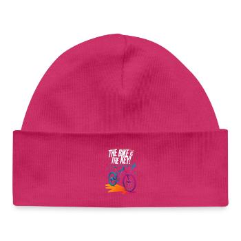 Conception vibrante de l’enthousiasme pour le vélo - Bonnet bébé bio - hot pink - Devant
