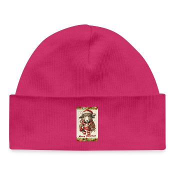 Mouton de Noël au chocolat chaud - Bonnet bébé bio - hot pink - Devant