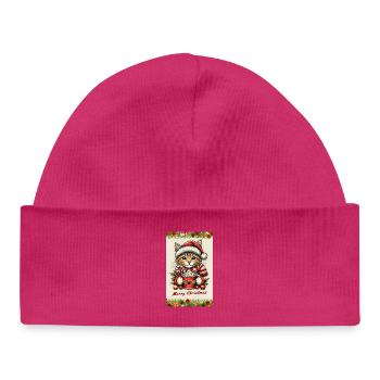 Chat de Noël au chocolat chaud - Bonnet bébé bio - hot pink - Devant