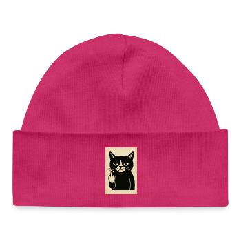 Grumpy Kitten - Baby Organic Beanie - hot pink - Front