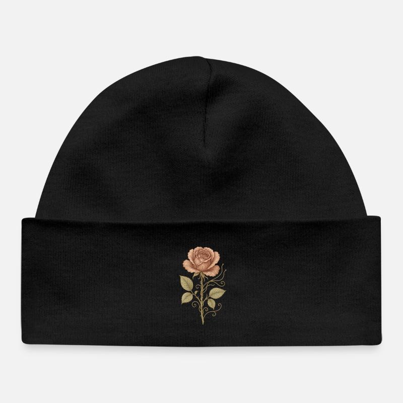 Rose Rouge Vintage - Bonnet bébé bio - noir