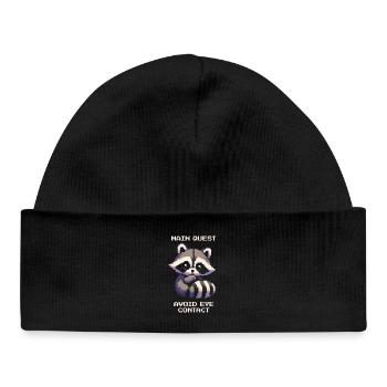 Main Quest: Avoid Eye Contact | Introversion - Baby Organic Beanie - black - Front