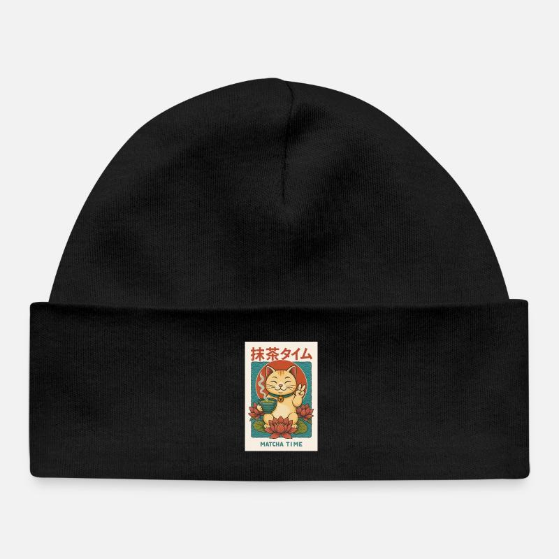 Cat Lover Rencontre avec Matcha - Bonnet bébé bio - noir