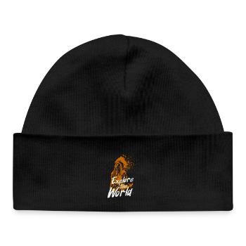 Explore the World Orange Mural with Indian - Baby Organic Beanie - black - Front