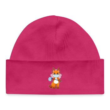 Fox Bridal Veil Wedding - Baby Organic Beanie - hot pink - Front