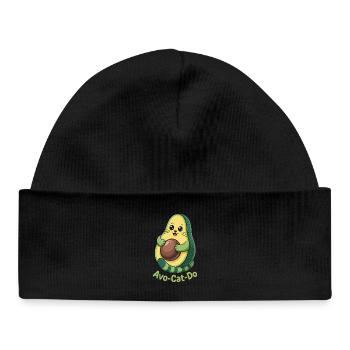 Avo-Cat-Do - Funny Cat Avocado T-Shirt - Baby Organic Beanie - black - Front