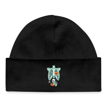 Halloween Pregnancy Pumpkin Skeleton Funny - Baby Organic Beanie - black - Front