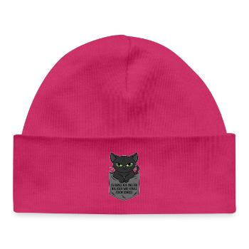 Je n’apporte aucun malheur - la vie était déjà de la merde - Bonnet bébé bio - hot pink - Devant