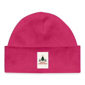Joyeux Noël Sapin Rétro Rouge et Vert - Bonnet bébé bio - hot pink - Devant