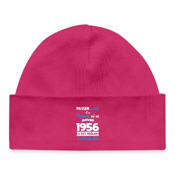 70 Years Anniversary - Born in January 1956 - Baby Organic Beanie - hot pink - Front