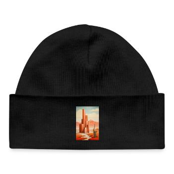 Illustration of a desert landscape - Bonnet bébé bio - noir - Devant