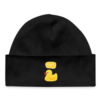 Talk to the Wing Duck Design - Baby Organic Beanie - black - Front