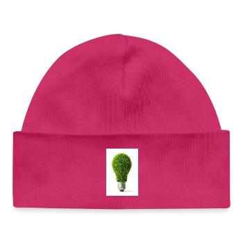 Leafy Glow Light Bulb Design - Baby Organic Beanie - hot pink - Front