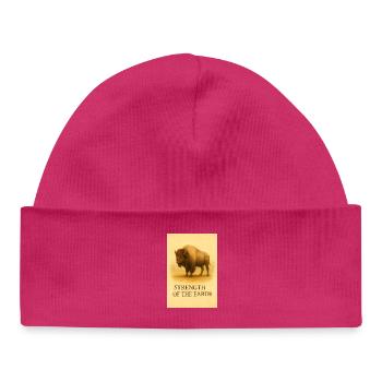 La force du bison de terre - Bonnet bébé bio - hot pink - Devant