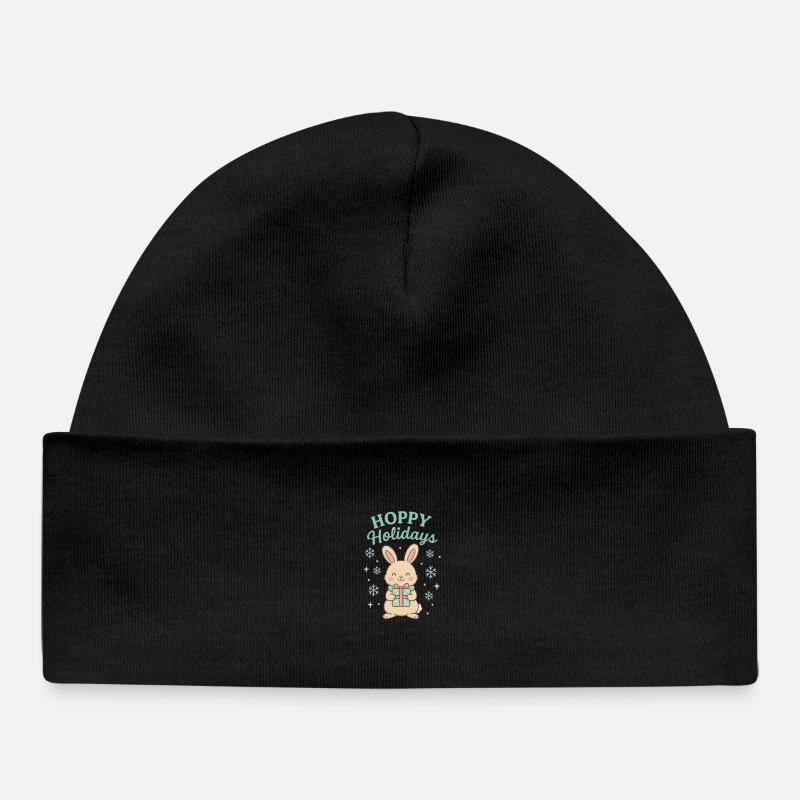 Lapin houblonné des vacances avec cadeau - Lapin de Noël - Bonnet bébé bio - noir