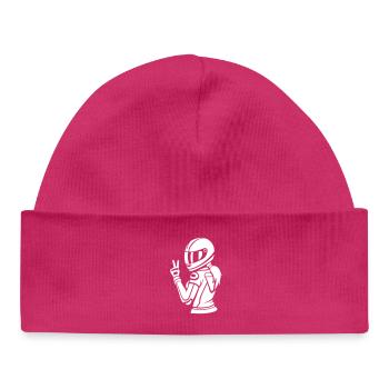 Biker Girl + optionally your text (color changeable) - Baby Organic Beanie - hot pink - Front