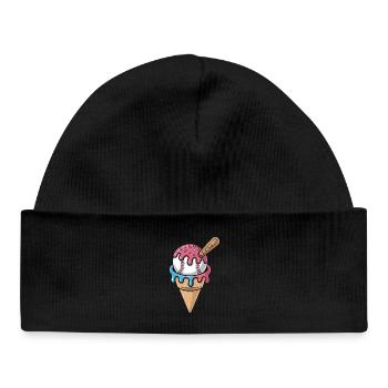 Baseball Eiscreme Waffel Mit Schlaeger Streuseln - Baby Organic Beanie - black - Front