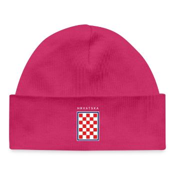 Hrvatska Checker Blue Border - Baby Organic Beanie - hot pink - Front