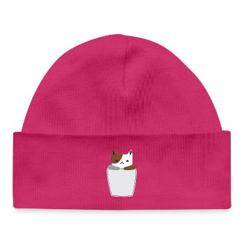 Brusttasche mit Katze - Baby Organic Mütze - hot Pink - Vorne