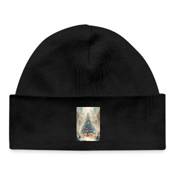 Aurora Blue Weihnachtskathedrale - Baby Organic Mütze - Schwarz - Vorne