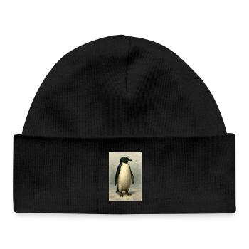 Vintage Penguin in Oil Painted Portrait - Baby Organic Beanie - black - Front