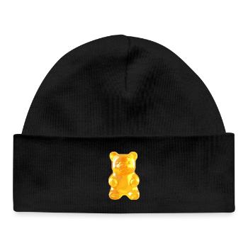 Shiny Gold Gummy Bear - Baby Organic Beanie - black - Front
