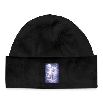 Mystic Wolf Moon Sticker Fantasy Animal Spiritual - Baby Organic Beanie - black - Front