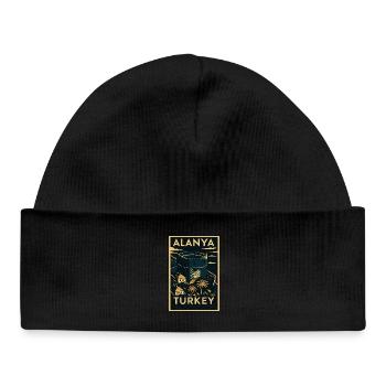 Alanya Turkey – Vintage Travel Poster Linocut - Baby Organic Beanie - black - Front