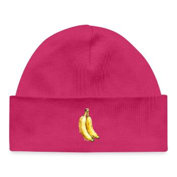 Aquarelle bananier - Bonnet bébé bio - hot pink - Devant