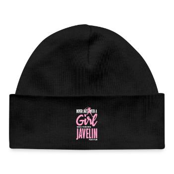 Javelin thrower with fun statement - Baby Organic Beanie - black - Front