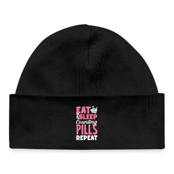 Food Sleep Tablets Counting Pharmacist - Baby Organic Beanie - black - Front