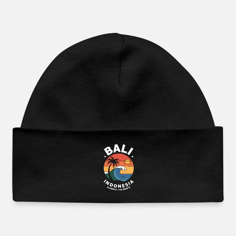 Coordonnées Bali Indonésie - Bonnet bébé bio - noir