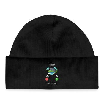 Iceland Is Calling And I Must Go Travel Art - Baby Organic Beanie - black - Front