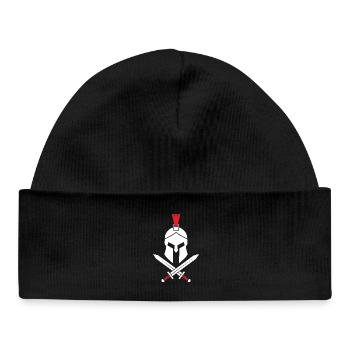 Logo Spartiate Épées Croisées Mascotte Spartan - Bonnet bébé bio - noir - Devant