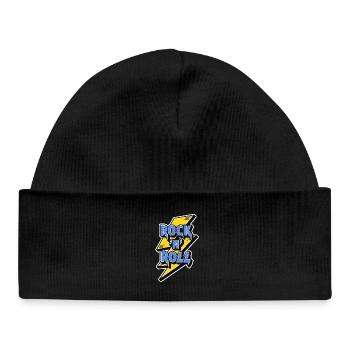 Rock 'N' Roll Logo with Lightning Bolt - Baby Organic Beanie - black - Front