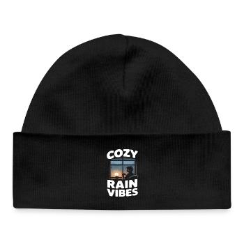 Cozy Rain Vibes Regen - Baby Organic Mütze - Schwarz - Vorne