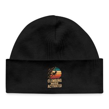  Climbing Mode Activated Klettern Boulder Retro - Baby Organic Mütze - Schwarz - Vorne