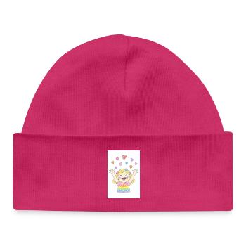 Cheerful girl sprinkles hearts - Baby Organic Beanie - hot pink - Front