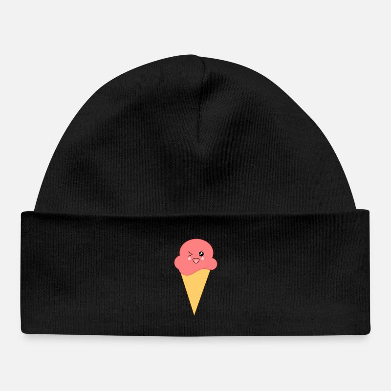 Eis Eiscreme Erdbeereis - Baby Organic Mütze - Schwarz
