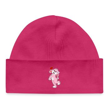 Rabbit Bride Veil Wedding - Baby Organic Beanie - hot pink - Front